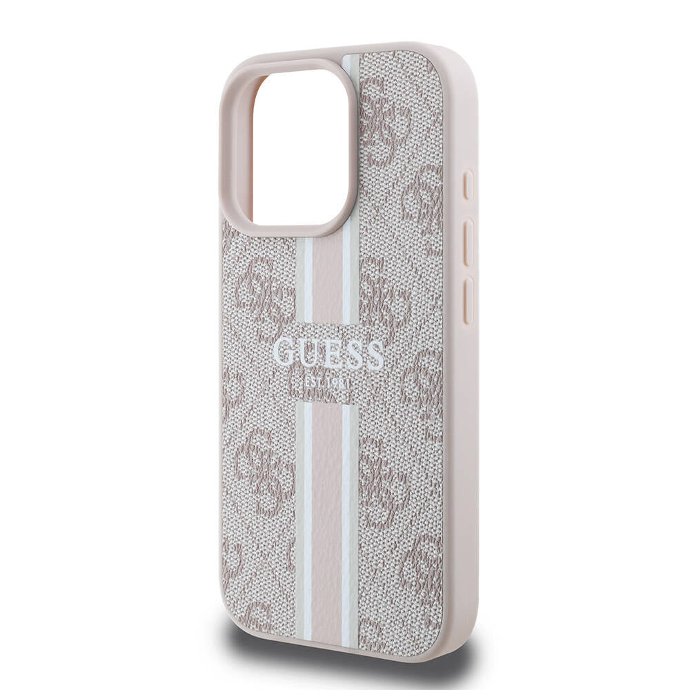 iPhone 16 Pro Kılıf Guess Orjinal Lisanslı M-safe Şarj Özellikli 4G Şerit Tasarımlı Printed Kapak