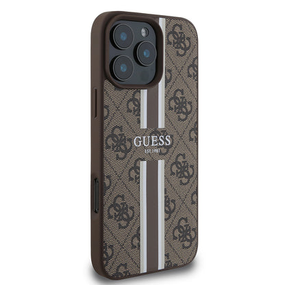 iPhone 16 Pro Kılıf Guess Orjinal Lisanslı M-safe Şarj Özellikli 4G Şerit Tasarımlı Printed Kapak