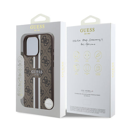 iPhone 16 Pro Kılıf Guess Orjinal Lisanslı M-safe Şarj Özellikli 4G Şerit Tasarımlı Printed Kapak