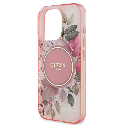 iPhone 16 Pro Kılıf Guess Orjinal Lisanslı M-safe Şarj Özellikli Flower Tonal Circle Kapak