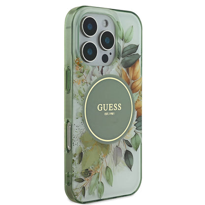 iPhone 16 Pro Kılıf Guess Orjinal Lisanslı M-safe Şarj Özellikli Flower Tonal Circle Kapak