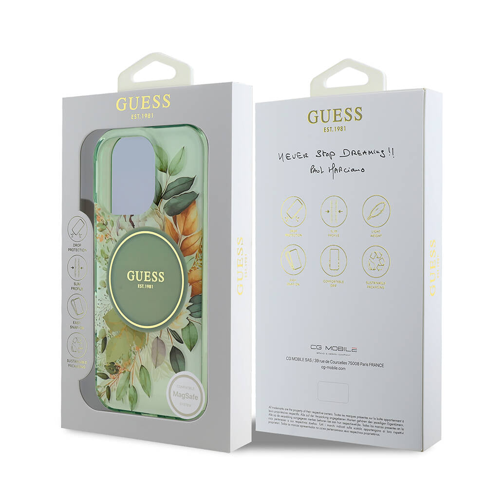 iPhone 16 Pro Kılıf Guess Orjinal Lisanslı M-safe Şarj Özellikli Flower Tonal Circle Kapak