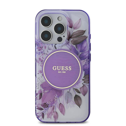 iPhone 16 Pro Kılıf Guess Orjinal Lisanslı M-safe Şarj Özellikli Flower Tonal Circle Kapak