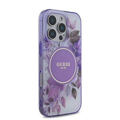iPhone 16 Pro Kılıf Guess Orjinal Lisanslı M-safe Şarj Özellikli Flower Tonal Circle Kapak