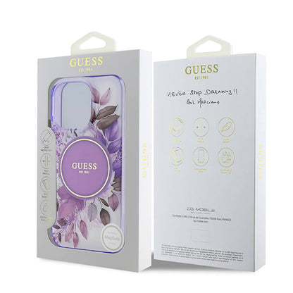 iPhone 16 Pro Kılıf Guess Orjinal Lisanslı M-safe Şarj Özellikli Flower Tonal Circle Kapak