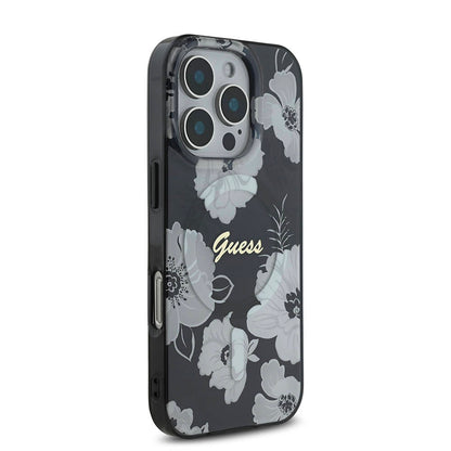 iPhone 16 Pro Kılıf Guess Orjinal Lisanslı M-safe Şarj Özellikli Flower Tone On Tone Ring Kapak