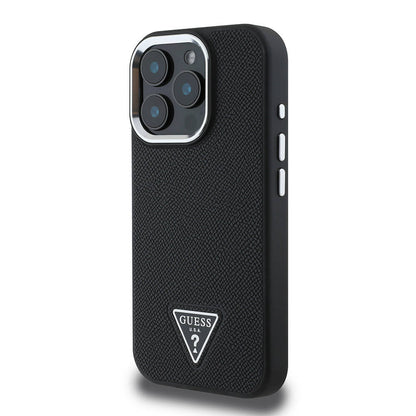 iPhone 16 Pro Kılıf Guess Orjinal Lisanslı M-safe Şarj Özellikli Grained Triangle Kapak