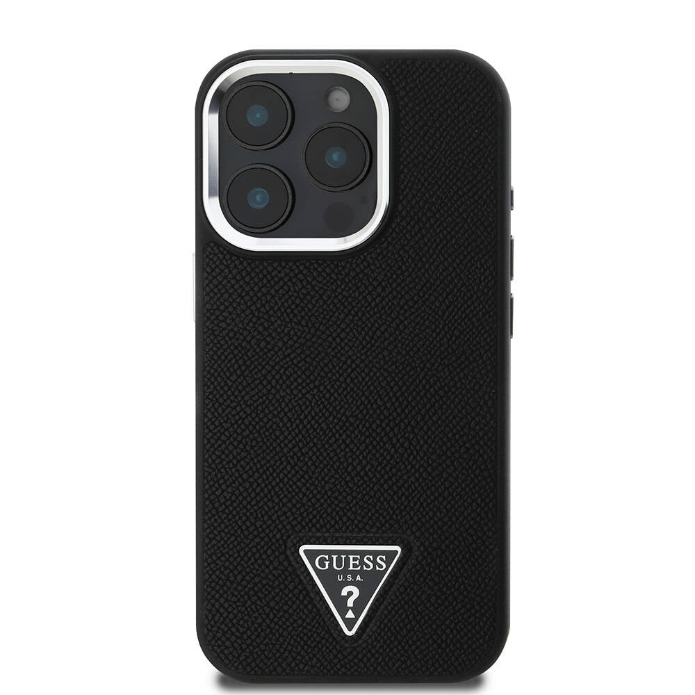 iPhone 16 Pro Kılıf Guess Orjinal Lisanslı M-safe Şarj Özellikli Grained Triangle Kapak