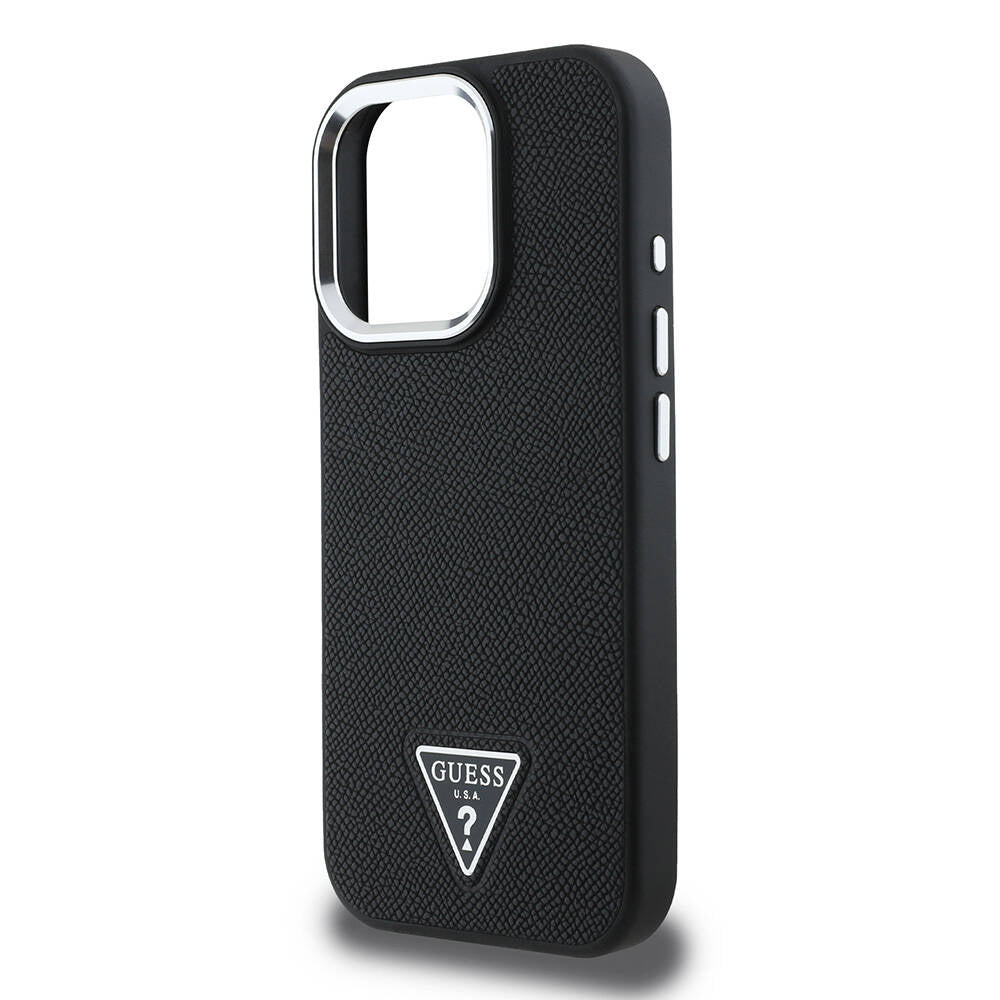 iPhone 16 Pro Kılıf Guess Orjinal Lisanslı M-safe Şarj Özellikli Grained Triangle Kapak
