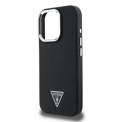 iPhone 16 Pro Kılıf Guess Orjinal Lisanslı M-safe Şarj Özellikli Grained Triangle Kapak