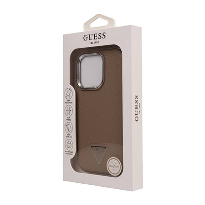 iPhone 16 Pro Kılıf Guess Orjinal Lisanslı M-safe Şarj Özellikli Grained Triangle Kapak
