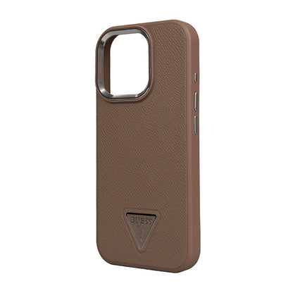 iPhone 16 Pro Kılıf Guess Orjinal Lisanslı M-safe Şarj Özellikli Grained Triangle Kapak