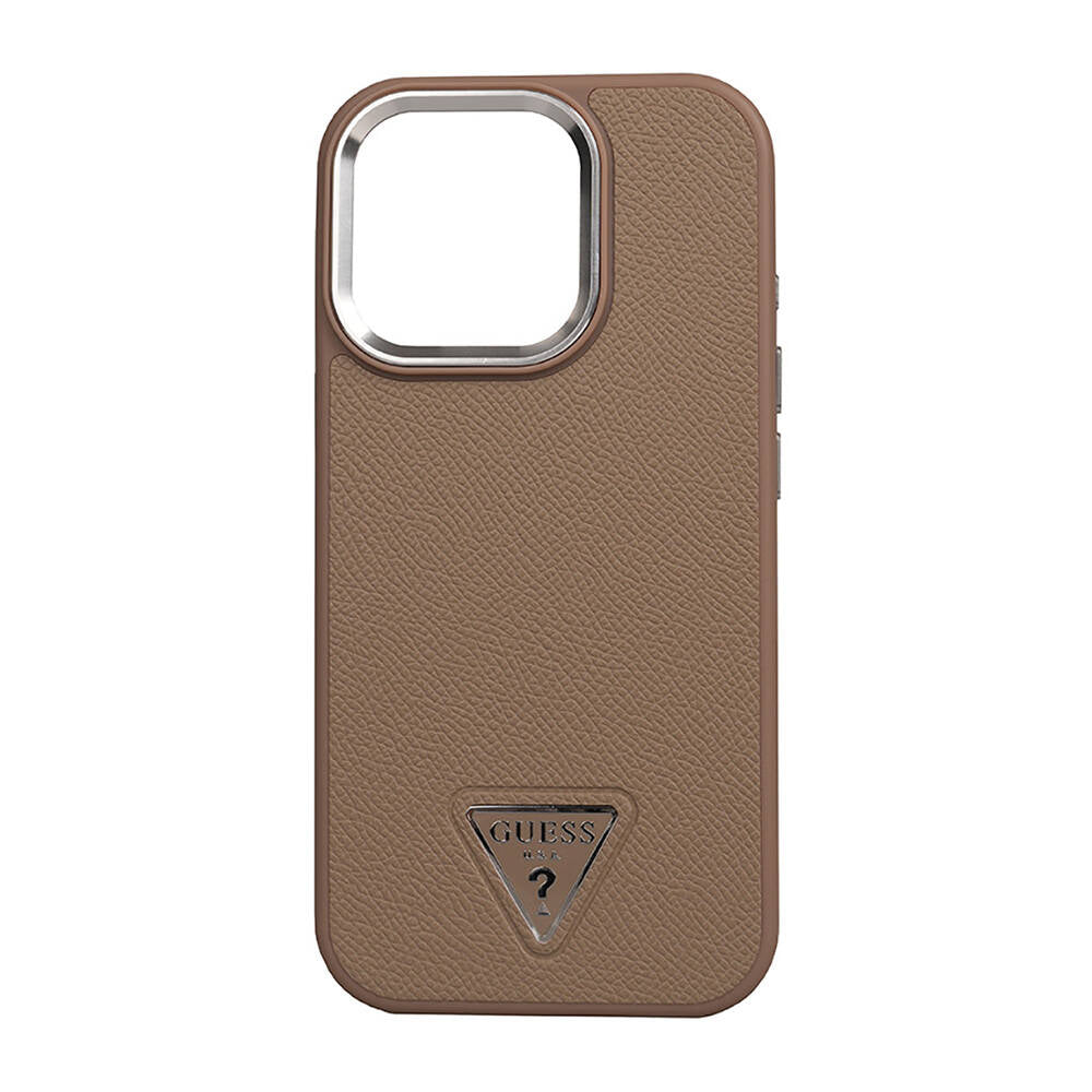 iPhone 16 Pro Kılıf Guess Orjinal Lisanslı M-safe Şarj Özellikli Grained Triangle Kapak