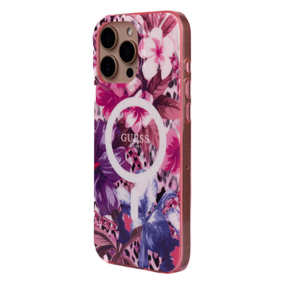 iPhone 16 Pro Kılıf Guess Orjinal Lisanslı M-safe Şarj Özellikli IML Baskılı Jungle Ring Kapak