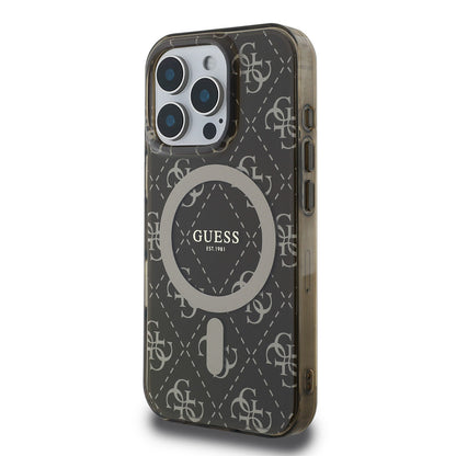 iPhone 16 Pro Kılıf Guess Orjinal Lisanslı M-safe Şarj Özellikli IML Baskılı Klasik Logolu 4G Desenli Kapak