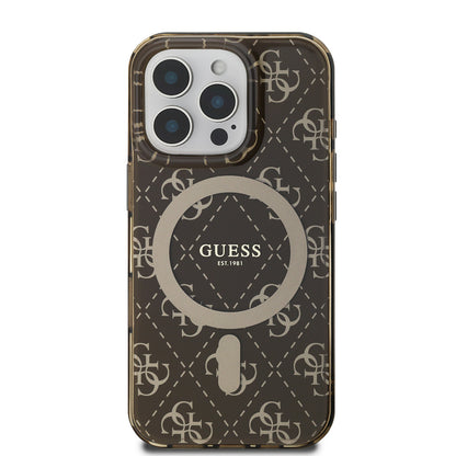 iPhone 16 Pro Kılıf Guess Orjinal Lisanslı M-safe Şarj Özellikli IML Baskılı Klasik Logolu 4G Desenli Kapak