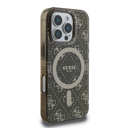 iPhone 16 Pro Kılıf Guess Orjinal Lisanslı M-safe Şarj Özellikli IML Baskılı Klasik Logolu 4G Desenli Kapak