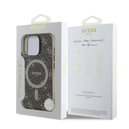 iPhone 16 Pro Kılıf Guess Orjinal Lisanslı M-safe Şarj Özellikli IML Baskılı Klasik Logolu 4G Desenli Kapak