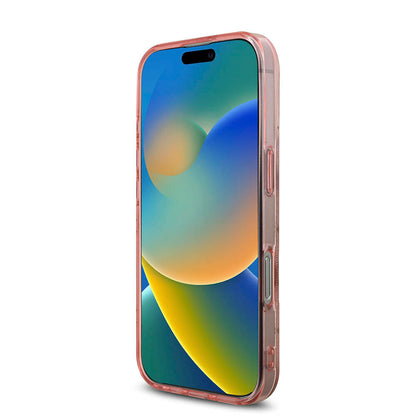 iPhone 16 Pro Kılıf Guess Orjinal Lisanslı M-safe Şarj Özellikli IML Peony ve 4G Desenli Klasik Logolu Kapak
