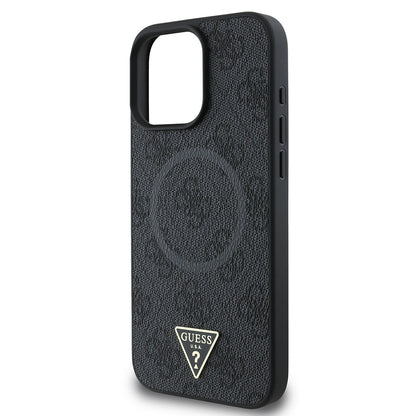 iPhone 16 Pro Kılıf Guess Orjinal Lisanslı M-safe Şarj Özellikli PU Üçgen Logo 4G Desenli Kapak