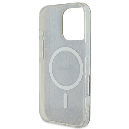 iPhone 16 Pro Kılıf Guess Orjinal Lisanslı M-safe Şarj Özellikli Yazı Logolu 4G Desenli Kapak