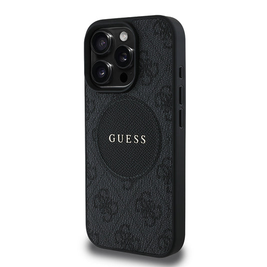 iPhone 16 Pro Kılıf Guess Orjinal Lisanslı M-safe Şarj Özellikli Yazı Logolu Circle Classic Kapak