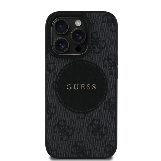 iPhone 16 Pro Kılıf Guess Orjinal Lisanslı M-safe Şarj Özellikli Yazı Logolu Circle Classic Kapak