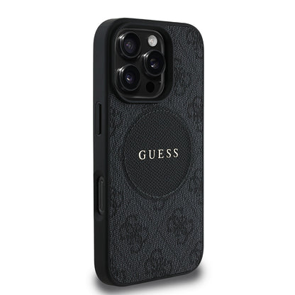 iPhone 16 Pro Kılıf Guess Orjinal Lisanslı M-safe Şarj Özellikli Yazı Logolu Circle Classic Kapak