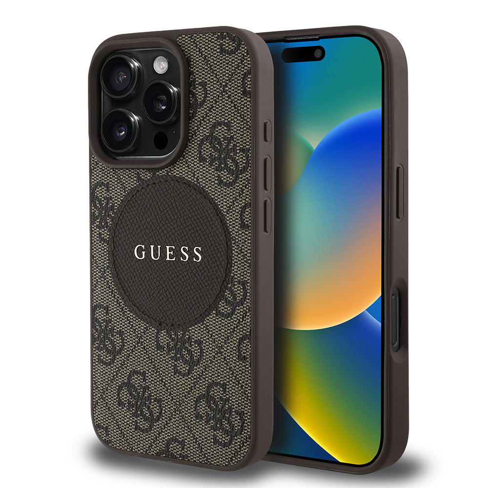 iPhone 16 Pro Kılıf Guess Orjinal Lisanslı M-safe Şarj Özellikli Yazı Logolu Circle Classic Kapak