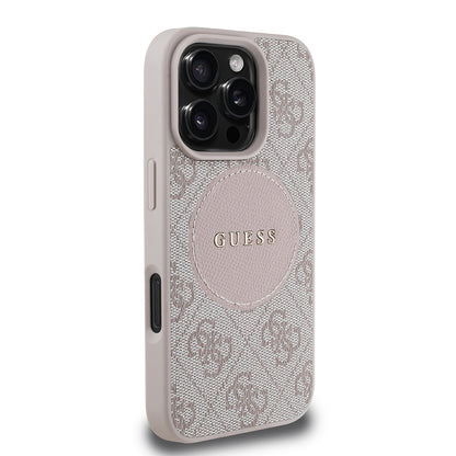 iPhone 16 Pro Kılıf Guess Orjinal Lisanslı M-safe Şarj Özellikli Yazı Logolu Circle Classic Kapak