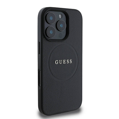 iPhone 16 Pro Kılıf Guess Orjinal Lisanslı M-safe Şarj Özellikli Yazı Logolu Grained Kapak