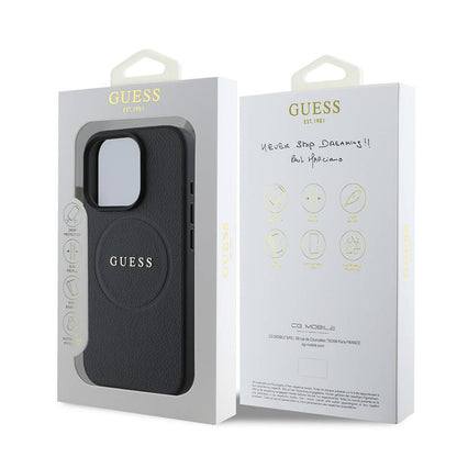 iPhone 16 Pro Kılıf Guess Orjinal Lisanslı M-safe Şarj Özellikli Yazı Logolu Grained Kapak