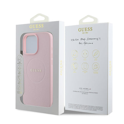 iPhone 16 Pro Kılıf Guess Orjinal Lisanslı M-safe Şarj Özellikli Yazı Logolu Grained Kapak