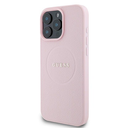iPhone 16 Pro Kılıf Guess Orjinal Lisanslı M-safe Şarj Özellikli Yazı Logolu Grained Kapak