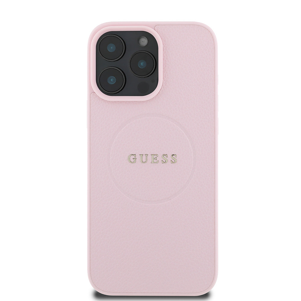 iPhone 16 Pro Kılıf Guess Orjinal Lisanslı M-safe Şarj Özellikli Yazı Logolu Grained Kapak