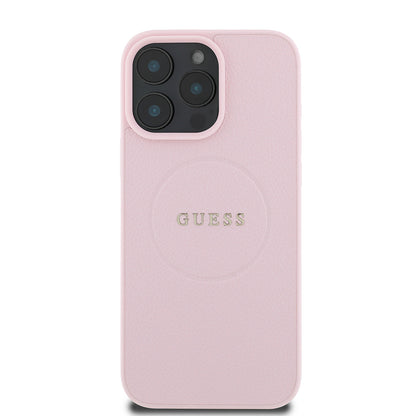 iPhone 16 Pro Kılıf Guess Orjinal Lisanslı M-safe Şarj Özellikli Yazı Logolu Grained Kapak