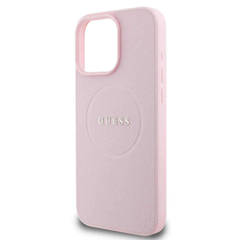 iPhone 16 Pro Kılıf Guess Orjinal Lisanslı M-safe Şarj Özellikli Yazı Logolu Grained Kapak