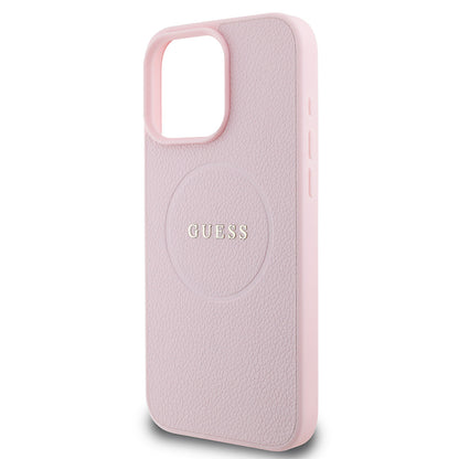 iPhone 16 Pro Kılıf Guess Orjinal Lisanslı M-safe Şarj Özellikli Yazı Logolu Grained Kapak