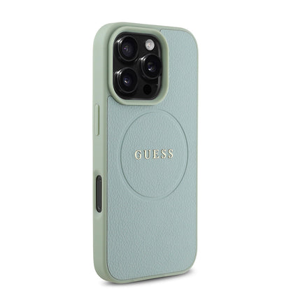 iPhone 16 Pro Kılıf Guess Orjinal Lisanslı M-safe Şarj Özellikli Yazı Logolu Grained Kapak