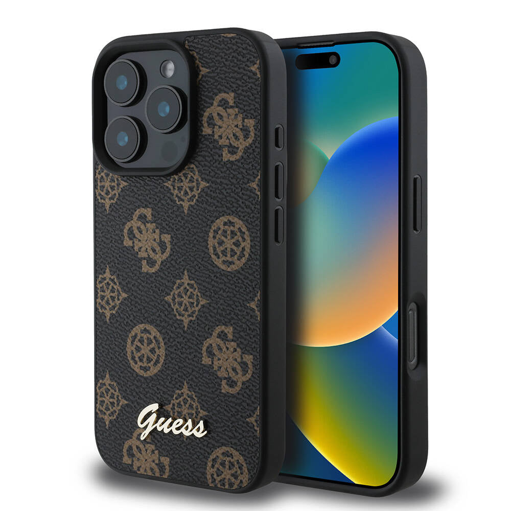 iPhone 16 Pro Kılıf Guess Orjinal Lisanslı M-safe Şarj Özellikli Yazı Logolu Peony Kapak
