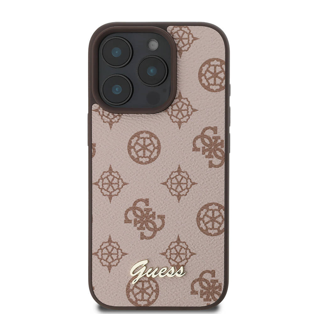 iPhone 16 Pro Kılıf Guess Orjinal Lisanslı M-safe Şarj Özellikli Yazı Logolu Peony Kapak