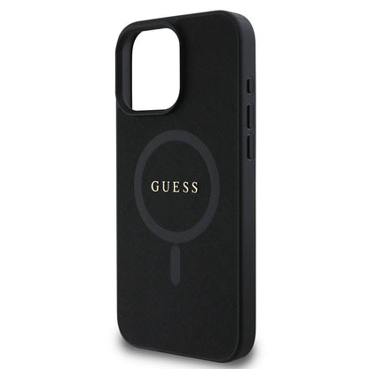 iPhone 16 Pro Kılıf Guess Orjinal Lisanslı M-safe Şarj Özellikli Yazı Logolu Saffiano Classic Kapak