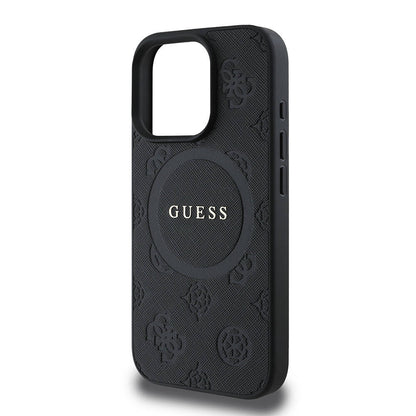 iPhone 16 Pro Kılıf Guess Orjinal Lisanslı M-safe Şarj Özellikli Yazı Logolu Saffiano Peony Kapak