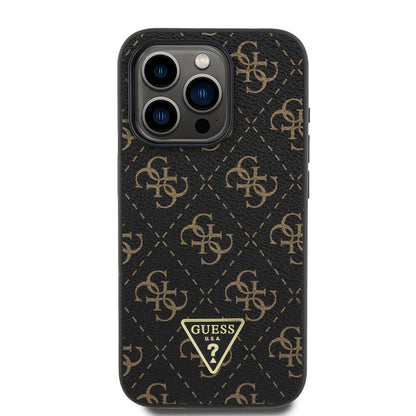 iPhone 16 Pro Kılıf Guess Orjinal Lisanslı PU Deri 4G Desenli Üçgen Logolu Kapak