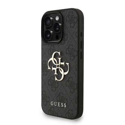 iPhone 16 Pro Kılıf Guess Orjinal Lisanslı PU Deri Bilek Askı İpli Metal Büyük 4G ve Yazı Logolu Kapak