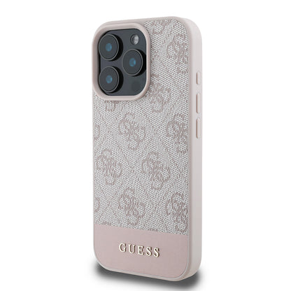 iPhone 16 Pro Kılıf Guess Orjinal Lisanslı PU Deri Şerit Logo Dizaynlı Kapak