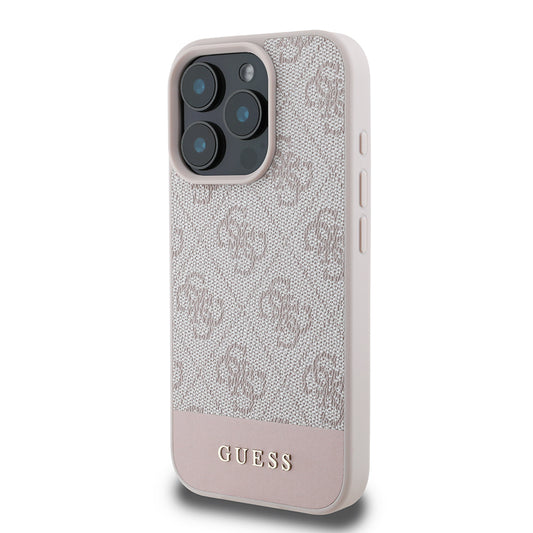 iPhone 16 Pro Kılıf Guess Orjinal Lisanslı PU Deri Şerit Logo Dizaynlı Kapak