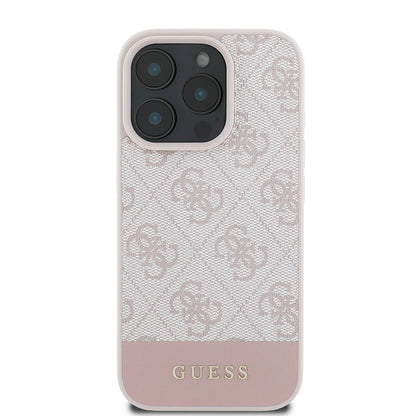 iPhone 16 Pro Kılıf Guess Orjinal Lisanslı PU Deri Şerit Logo Dizaynlı Kapak