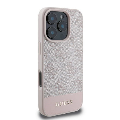iPhone 16 Pro Kılıf Guess Orjinal Lisanslı PU Deri Şerit Logo Dizaynlı Kapak