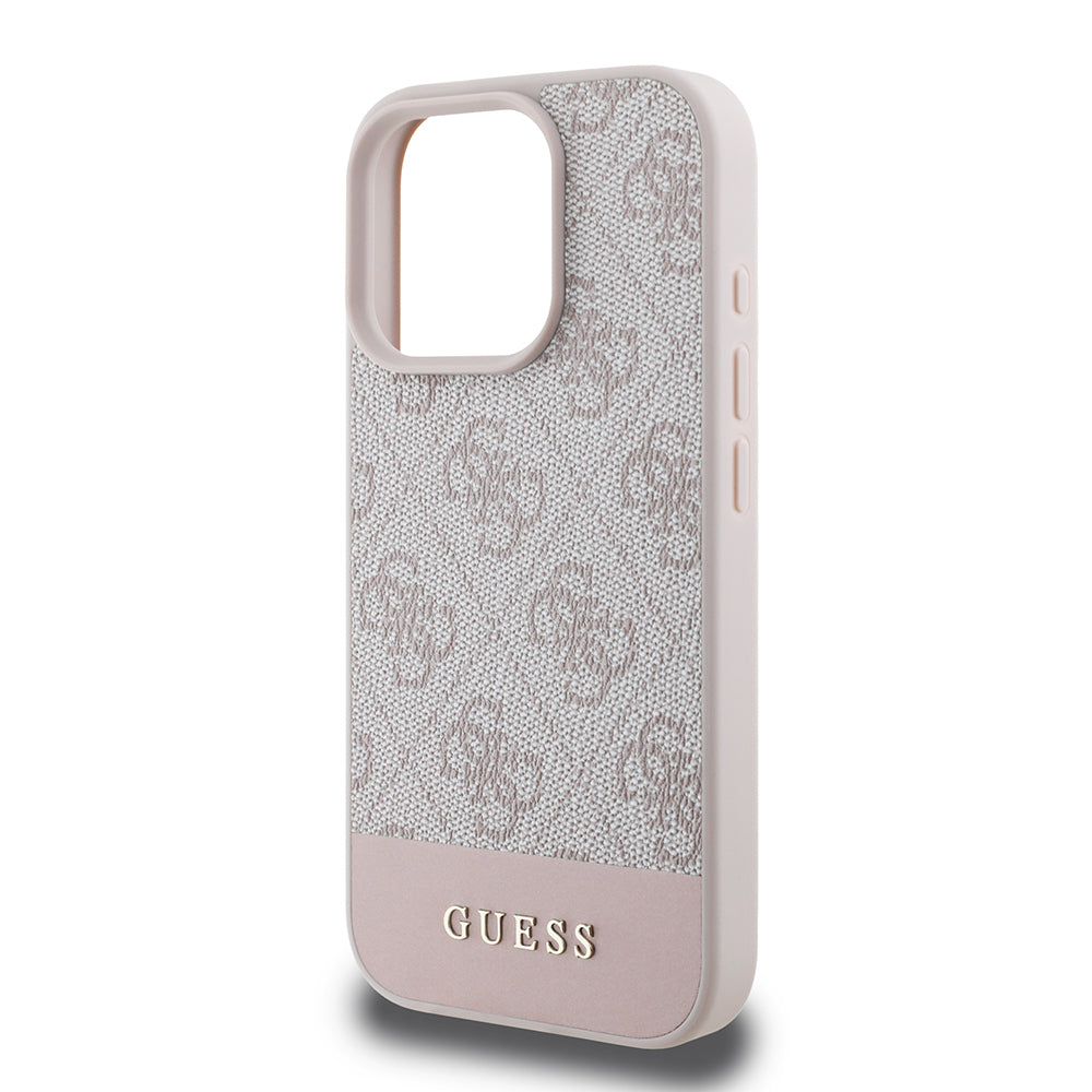 iPhone 16 Pro Kılıf Guess Orjinal Lisanslı PU Deri Şerit Logo Dizaynlı Kapak